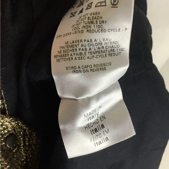 See By Chloe Sz 6 Fit & Flare Metallic Dress Gold Acetate Button Closure - Picture 7 of 8